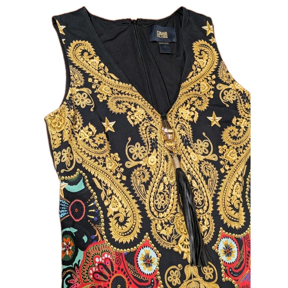 Roberto Cavalli Class Dress Medusa Baroque Paisley Print Bodycon Midi Italy - Picture 2 of 14